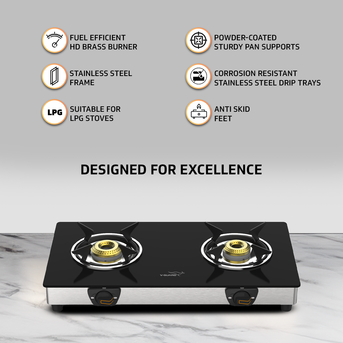 V-Guard M20 60 cm Wide Chimney and VGD 260 SX Gas Stove Combo- The Ultimate Kitchen Duo
