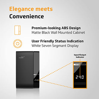 V-Guard Effino 2.25 DG TV Stabilizer | Applicable for Smart TVs up to 120 cm (47) +Set Top Box,Home Theatre/Gaming Console | 2.25 Ampere Capacity | Seven Segment Digital Display | Black