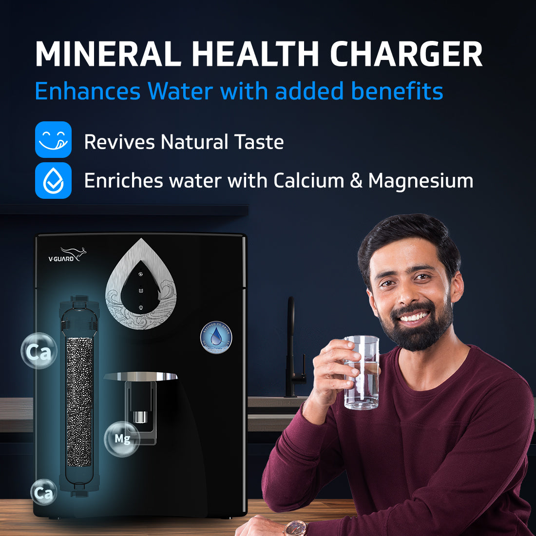 V-Guard Zenora RO MF Water Purifier for Home | Up to 40% Water Recovery | 7 Stage Purification | 1 Year Unconditional Warranty by V-Guard | GEEF Global WaterTech Award 2024 Winner | 7 Litre, Black
