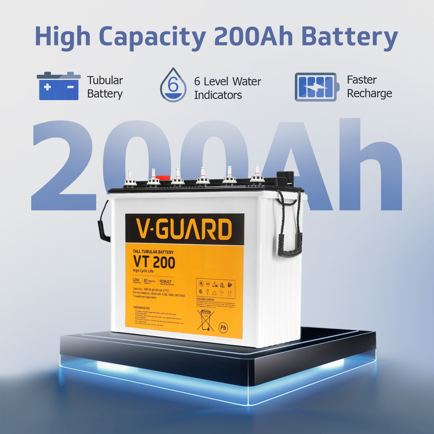 Smart Pro 1200 Inverter + VT 200 Battery Combo for Home, Office & Shops