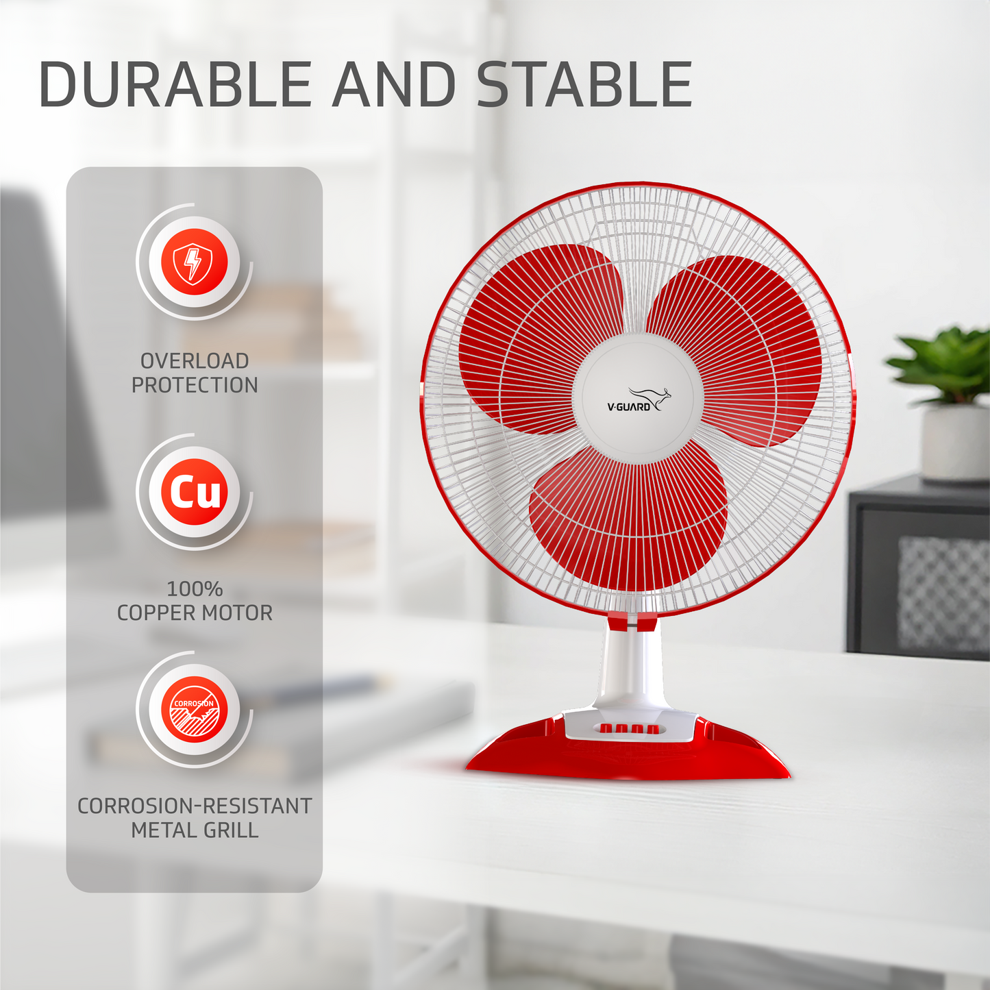 Esfera TF Table Fan, 1350 RPM, White Red
