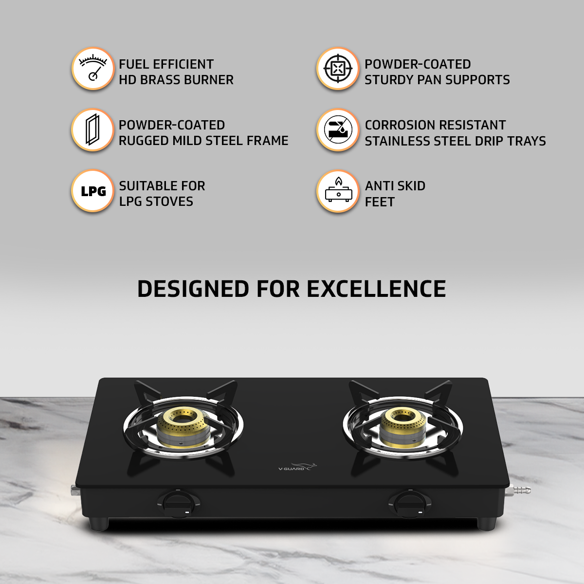 V-Guard M10 Pro 60 cm Wide Chimney and VGD 260 PL Gas Stove Combo- The Ultimate Kitchen Duo