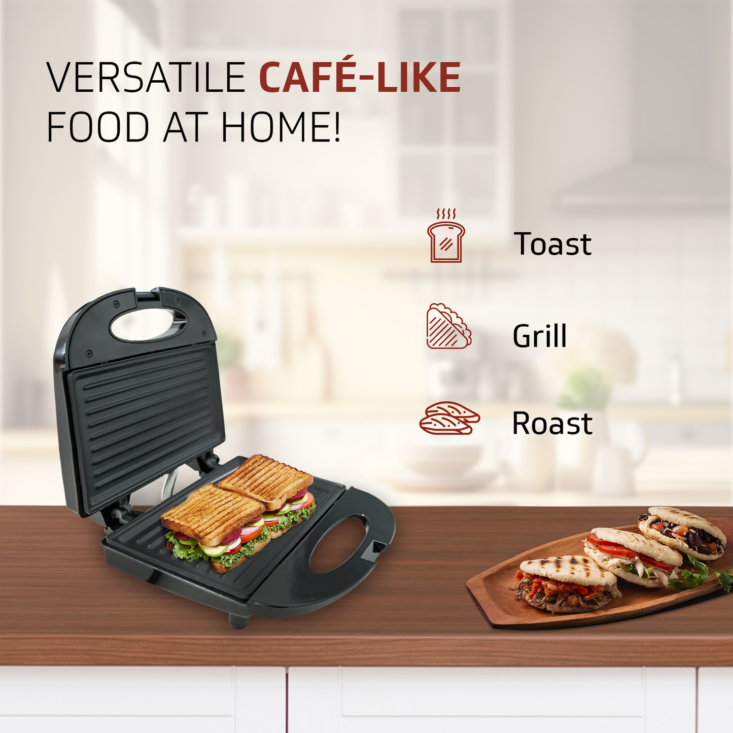 VSG80 2 Slice Grill Sandwich Maker | Fixed Non-Stick Grill Plates with Powerful 800 Watt Heating Rods |Easy to Clean Non-Stick Greblon Coating | 1 Year Warranty
