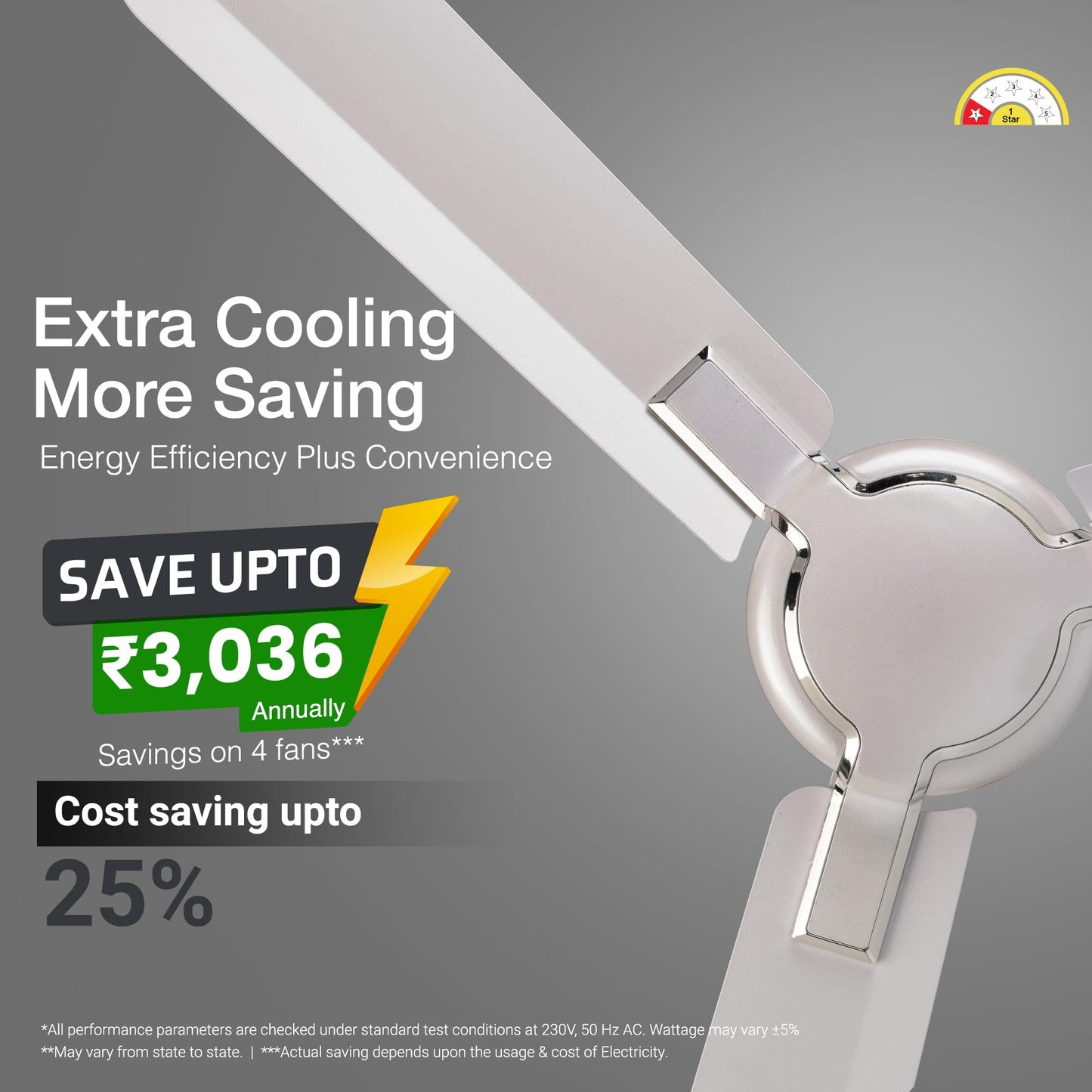 Exado Pro AS Anti Dust High Speed Ceiling Fan for Home 1.2 m, Pearl White