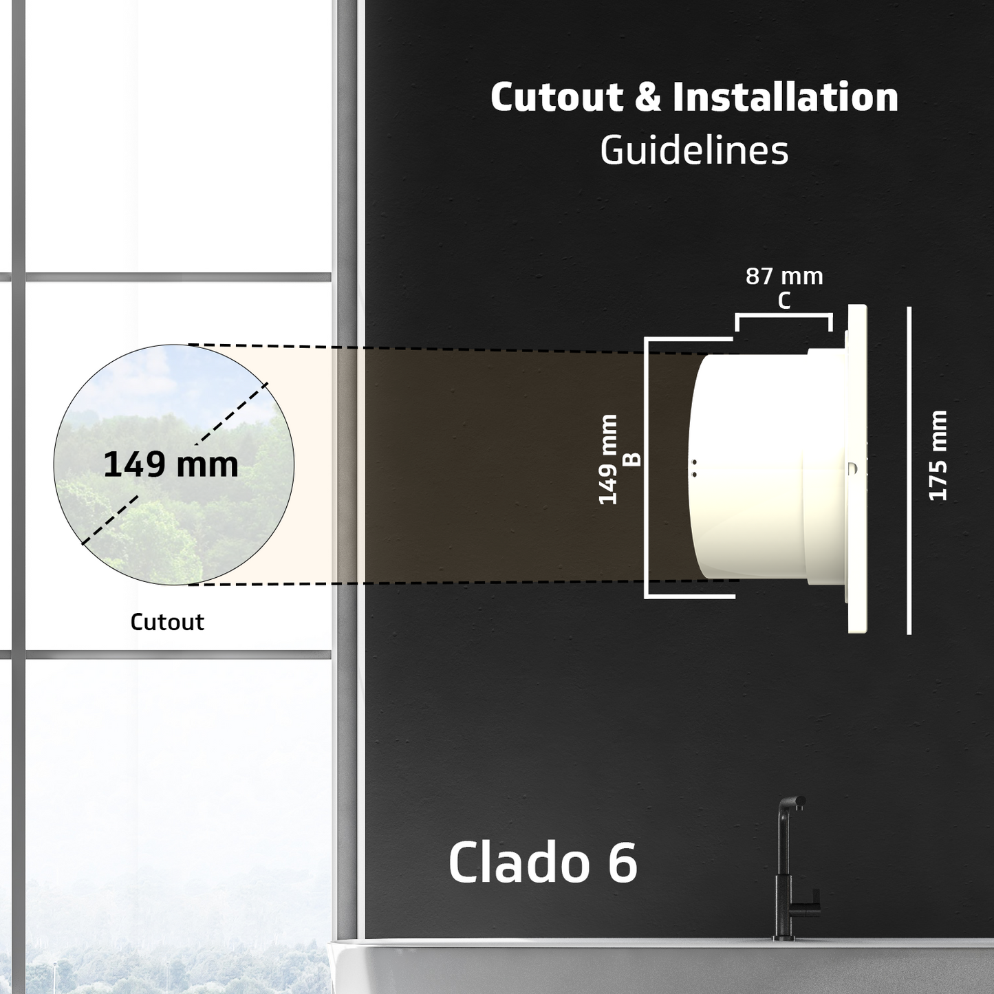 Clado 6 Exhaust Fan 15 cm (1500 mm), White