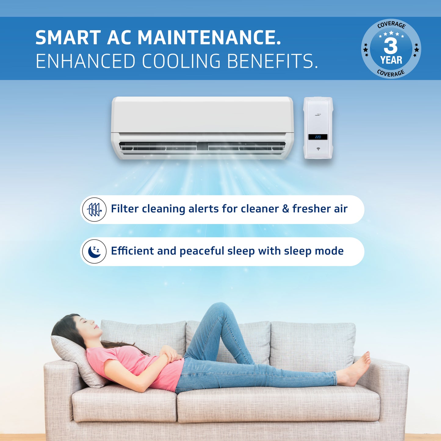 Denor iD4 3040 SMART AC Stabilizer for 1.5 ton Inverter AC (Working Range 150V-280V)