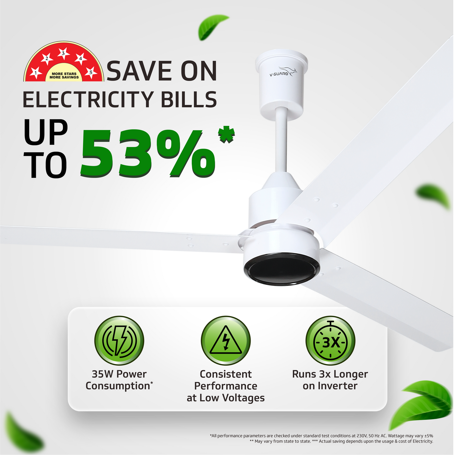 Zenair 5 Star 1200 mm 3 Blade Ceiling Fan (BLDC Motor with Remote | Pearl White