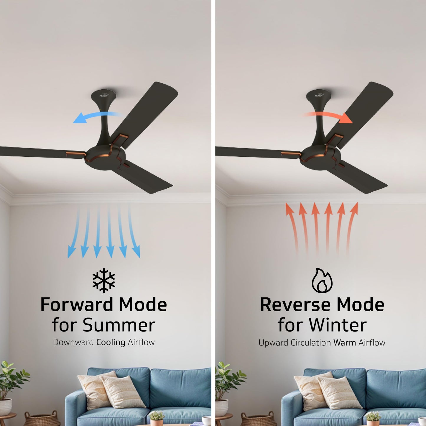 Exado Pro ES BLDC Ceiling Fan For Home, Anti Dust Coating, 5-Star Energy Saving, Remote Control, 100% Copper Motor, 1.2M (Choco Brown Matte)