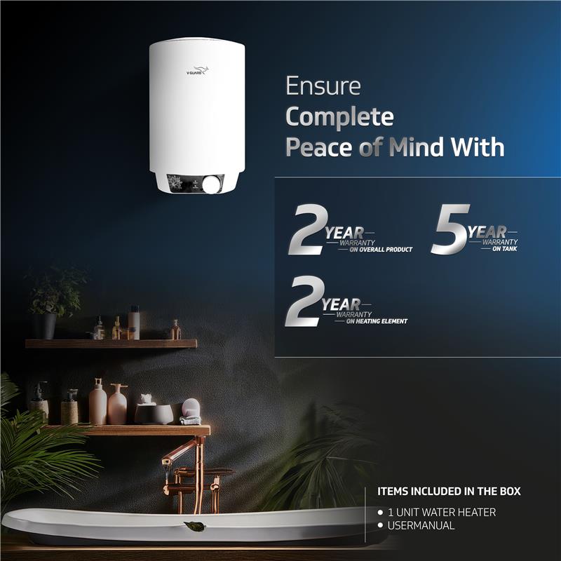 V-Guard Zio 10 Litre Water Heater for Home | 5 Star Rating | Advanced Multi-layered Safety | Suitable for Hard Water & High-rise Buildings | White