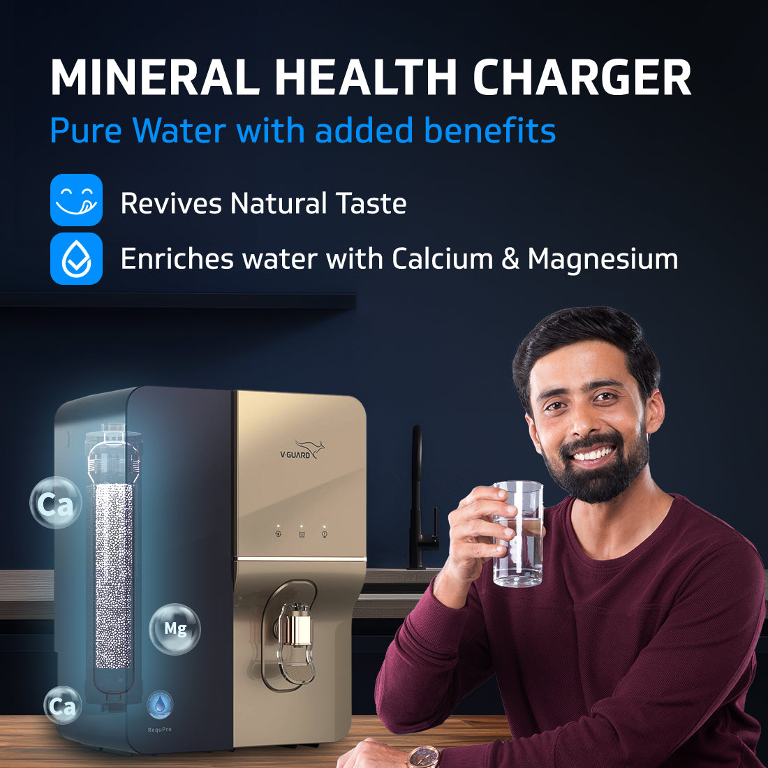 RequPro True High Recovery RO UV UF Copper Water Purifier with Stainless Steel Storage Tank, 9 Stage Purification
