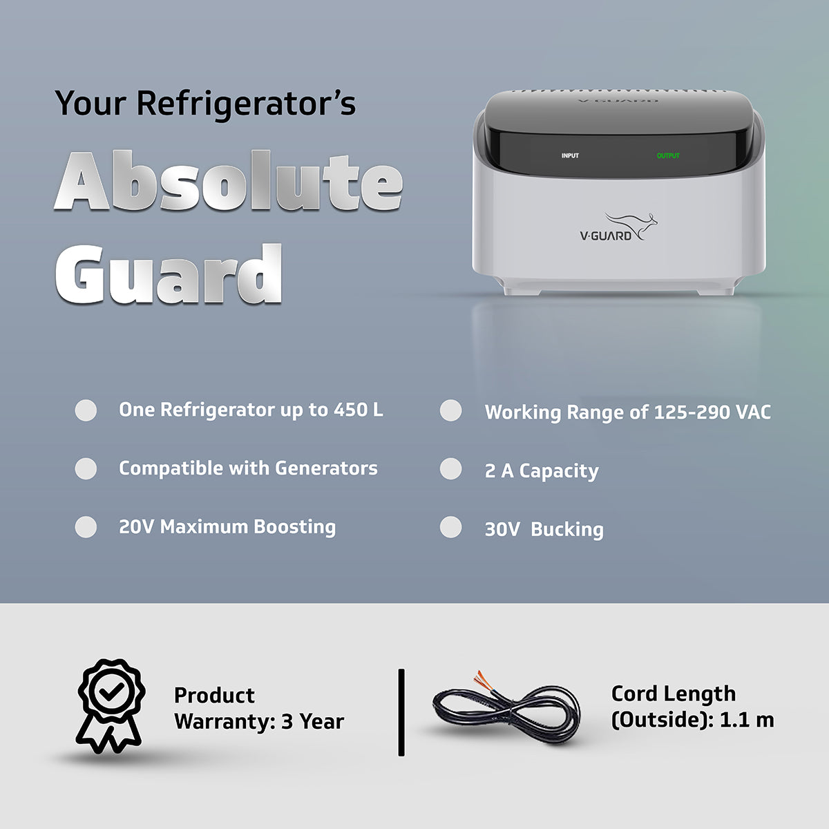 V-Guard Trossia 450 Stabilizer for Refrigerator up to 450 Litre