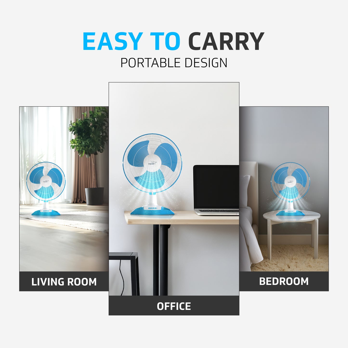 Gatimaan TF Ultra High Speed Table Fan, White Blue
