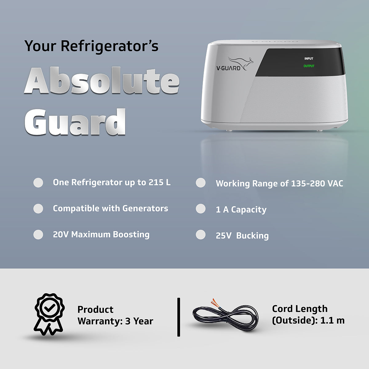 V-Guard Odalis 200 Stabilizer for Refrigerator up to 215 Litre