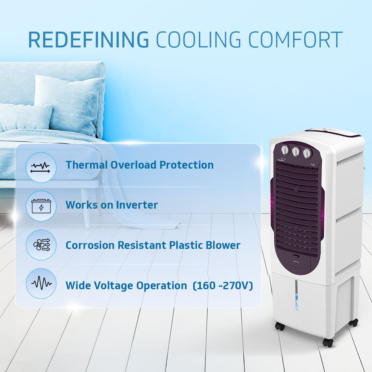 Arido T25 H Air Cooler 25L, Air Delivery - 1300 m3/h