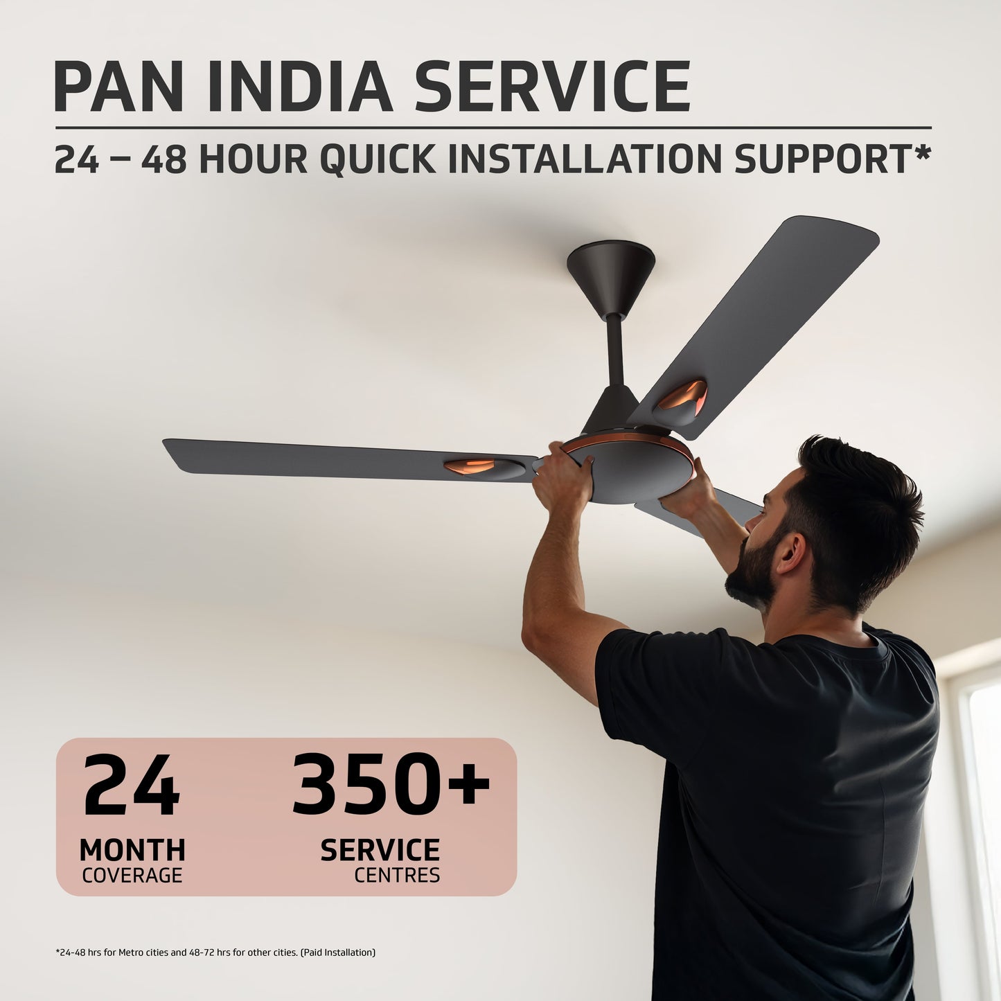Windle Deco Zeta Ceiling Fan, 1.2 m, Matte Brown