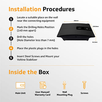 V-Guard Voltino Grand Digi Plus TV Stabilizer | Applicable for Smart TVs up to 203 cm (80)+Set Top Box,Home Theatre/Gaming Console | 4 Ampere Capacity | Dual Digital Display | Black