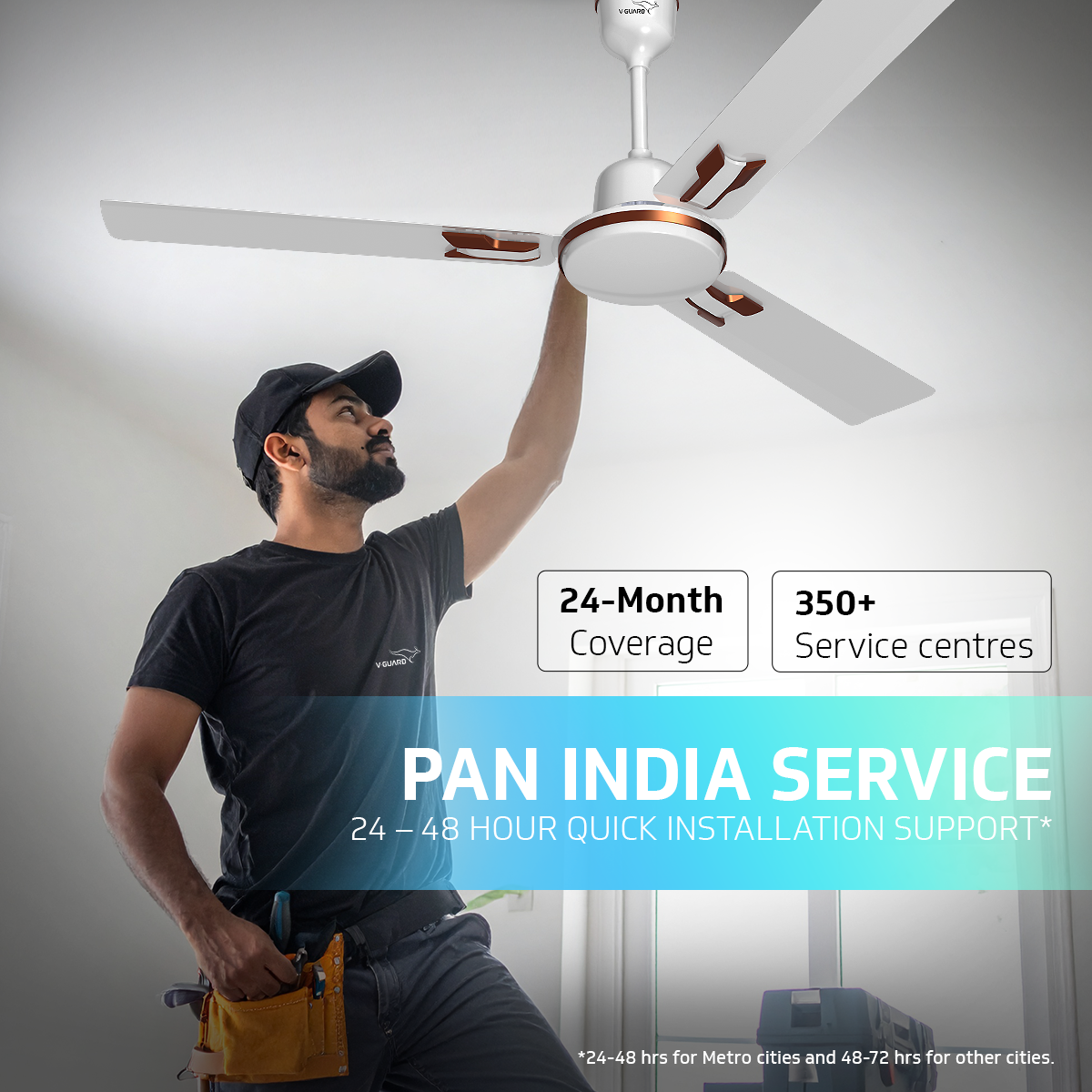 V-Guard Pace Art Bz Ceiling Fan for Home with Decorative Trims 1.2 M, Pebble