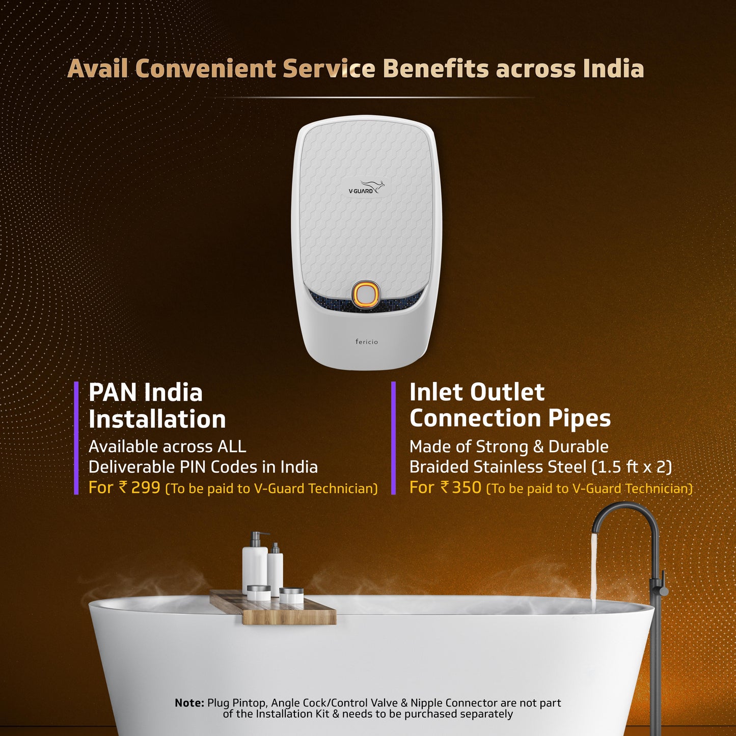 V-Guard Fericio Geyser 3 Litre Instant Water Heater | Elegant Dual Color LED Indicators | 3000 W Powerful Heating | Suitable For Kitchen & Bathroom | 5 Year Inner Tank Warranty by V-Guard | White