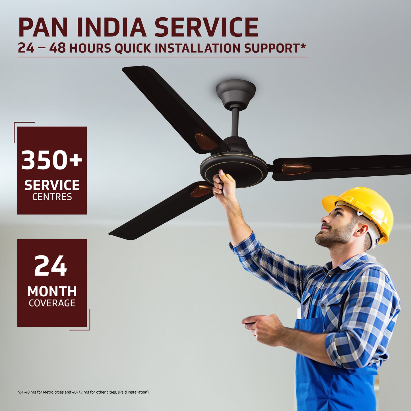 Windle Deco EC Modern Ceiling Fan For Home| High Speed Fan | Exquisite Detailing For Elevated Charm | Powder-Coated Glossy Finish | Matte Brown | 1.2 meters