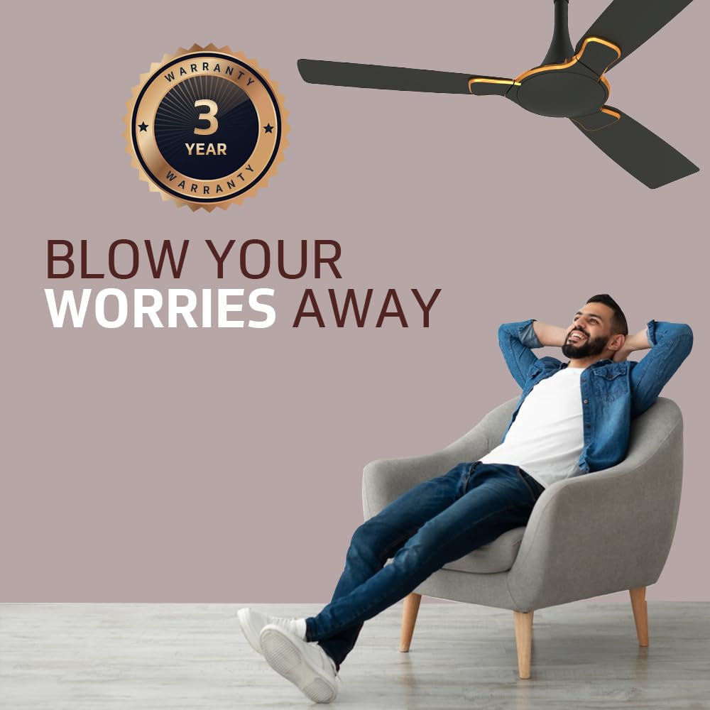 Exado Prime AS 1 Star 1.2 m 3 Blade Ceiling Fan-Choc Brown matt