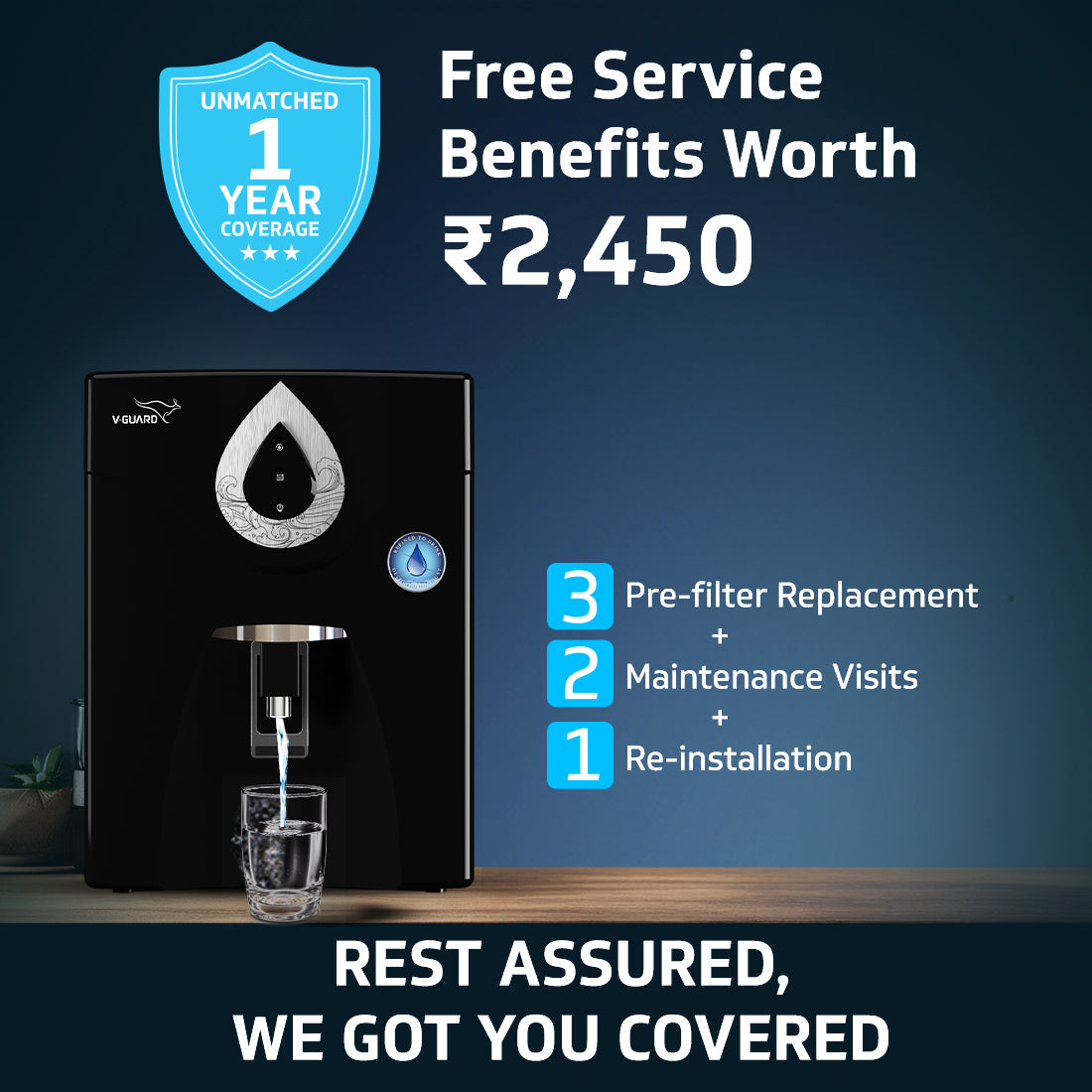 V-Guard Zenora RO MF Water Purifier for Home | Up to 40% Water Recovery | 7 Stage Purification | 1 Year Unconditional Warranty by V-Guard | GEEF Global WaterTech Award 2024 Winner | 7 Litre, Black