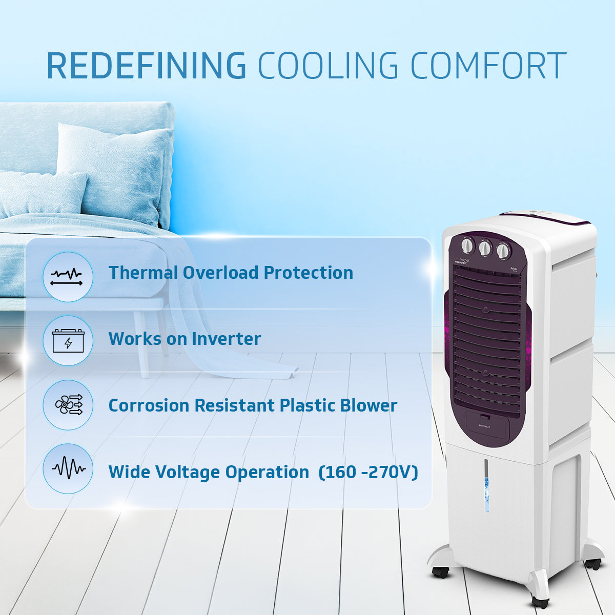 Arido T35 H Air Cooler 35L, Air Delivery - 1300 m3/h