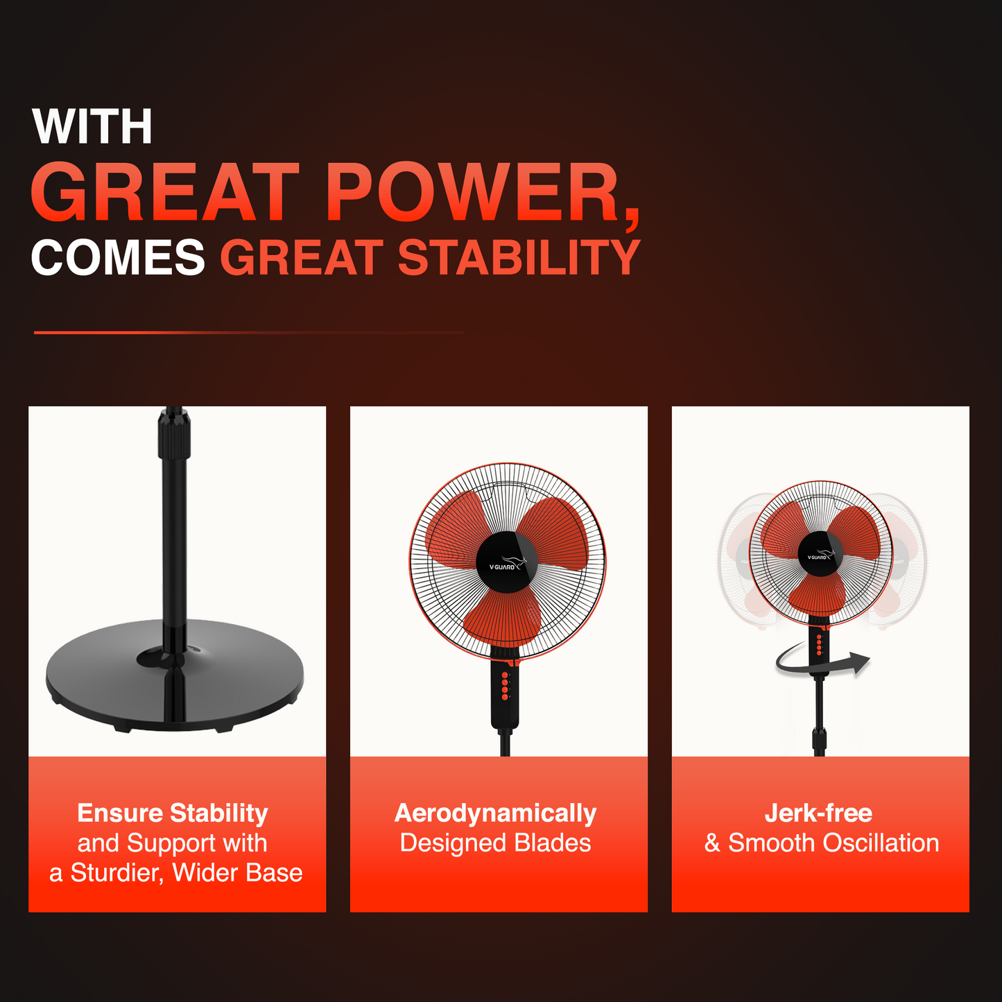 Esfera STS Plus 2-in-1 Pedestal Fan, 3 blade, 40 cm, Red Black