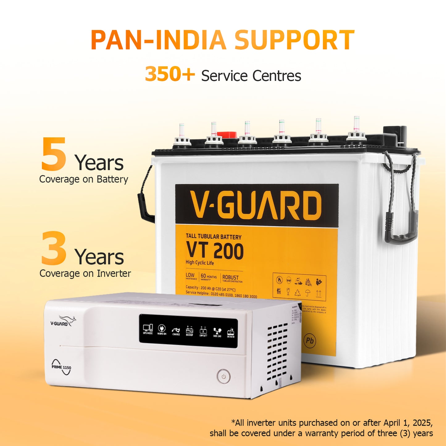 Prime 1150 Inverter + VT 200 Battery Combo for Home, Office & Shops