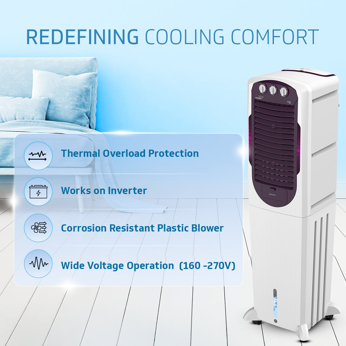 Arido T50 H Air Cooler 50L, Air Delivery - 1300 m3/h