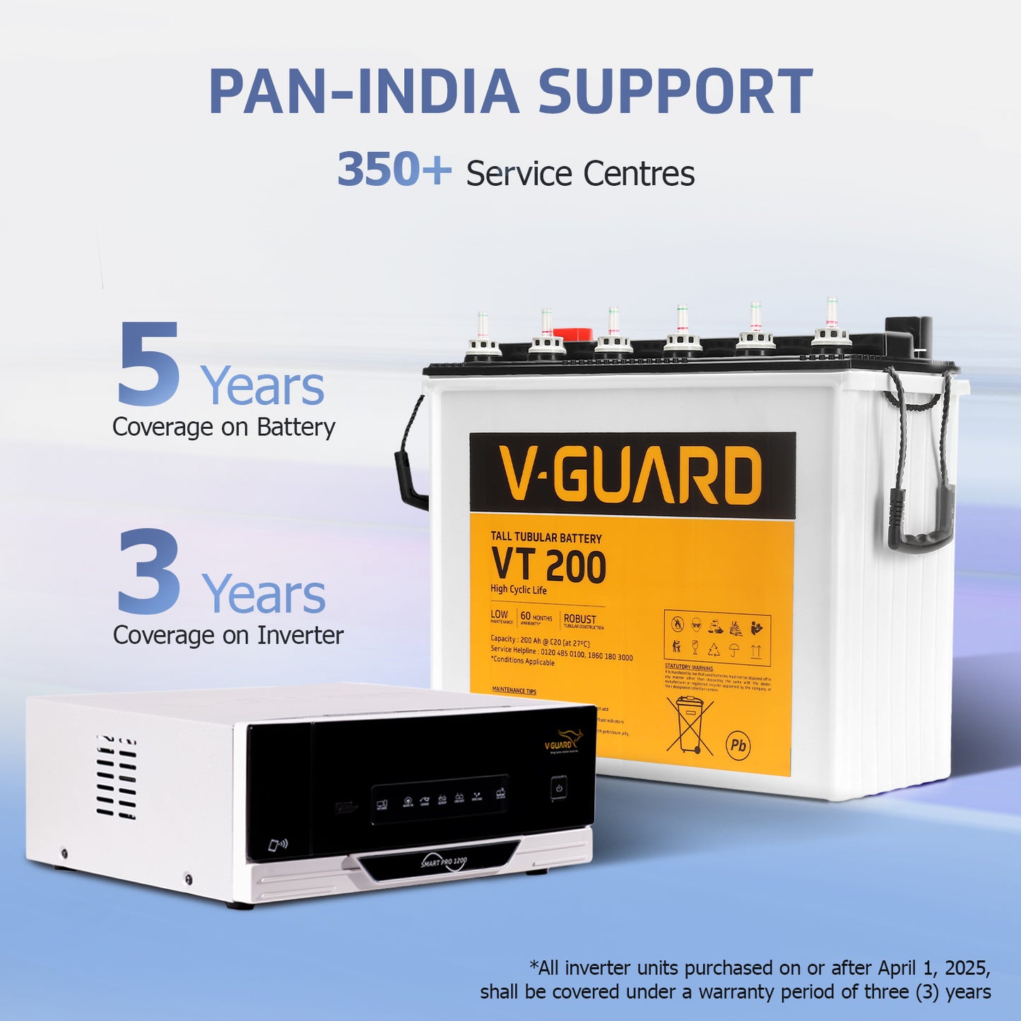 Smart Pro 1200 Inverter + VT 200 Battery Combo for Home, Office & Shops