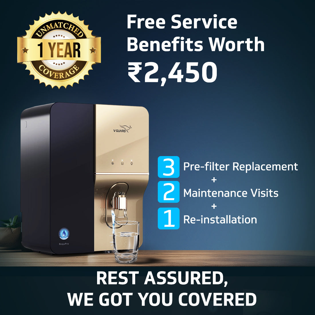 RequPro True High Recovery RO UV UF Copper Water Purifier with Stainless Steel Storage Tank, 9 Stage Purification