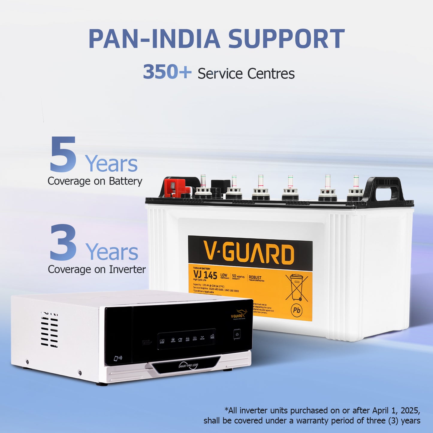 Smart Pro 1200 Inverter + VJ 145 Battery Combo for Home, Office & Shops