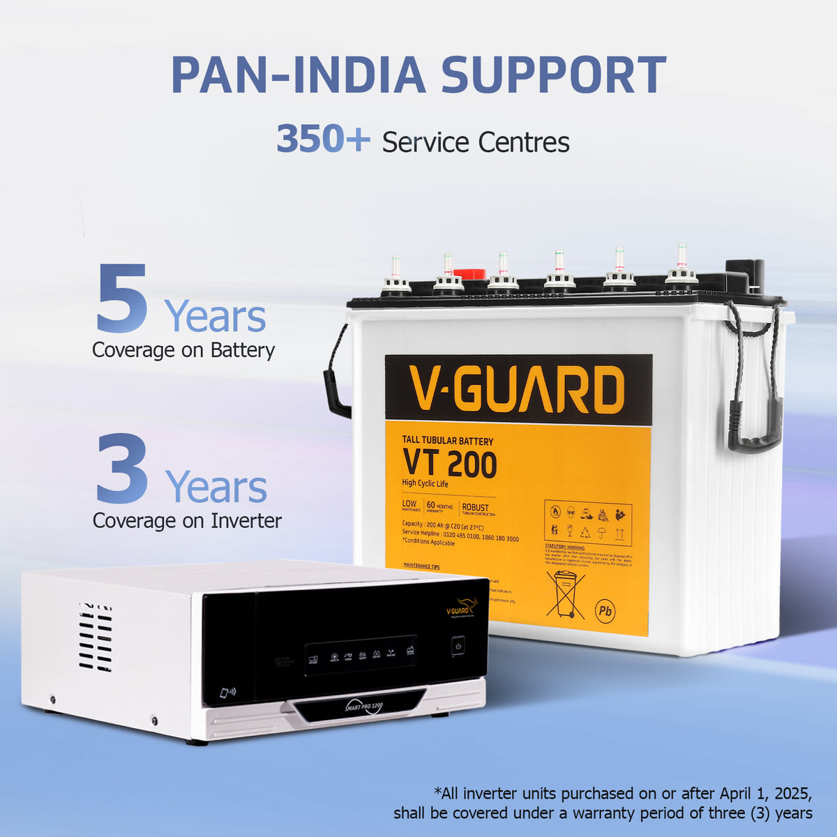 Smart Pro 1200 Inverter + VT 200 Battery Combo for Home, Office & Shops