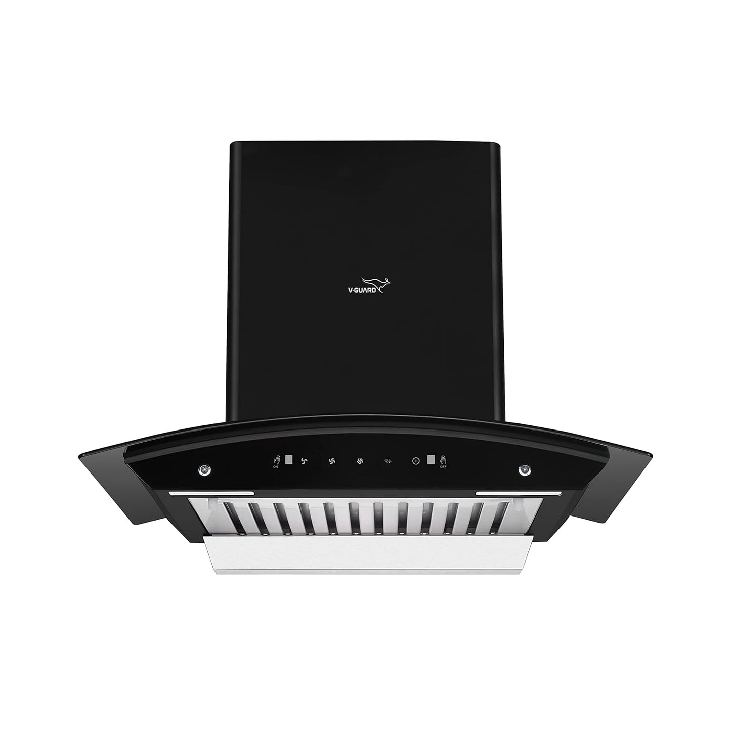 A10 BL180 Kitchen Chimney with 1300m³/hr Suction, Intelligent Auto Clean, Curved Glass, Baffle Filter, Motion Sensor Controls, Oil Collector Tray, LED Light (Black)
