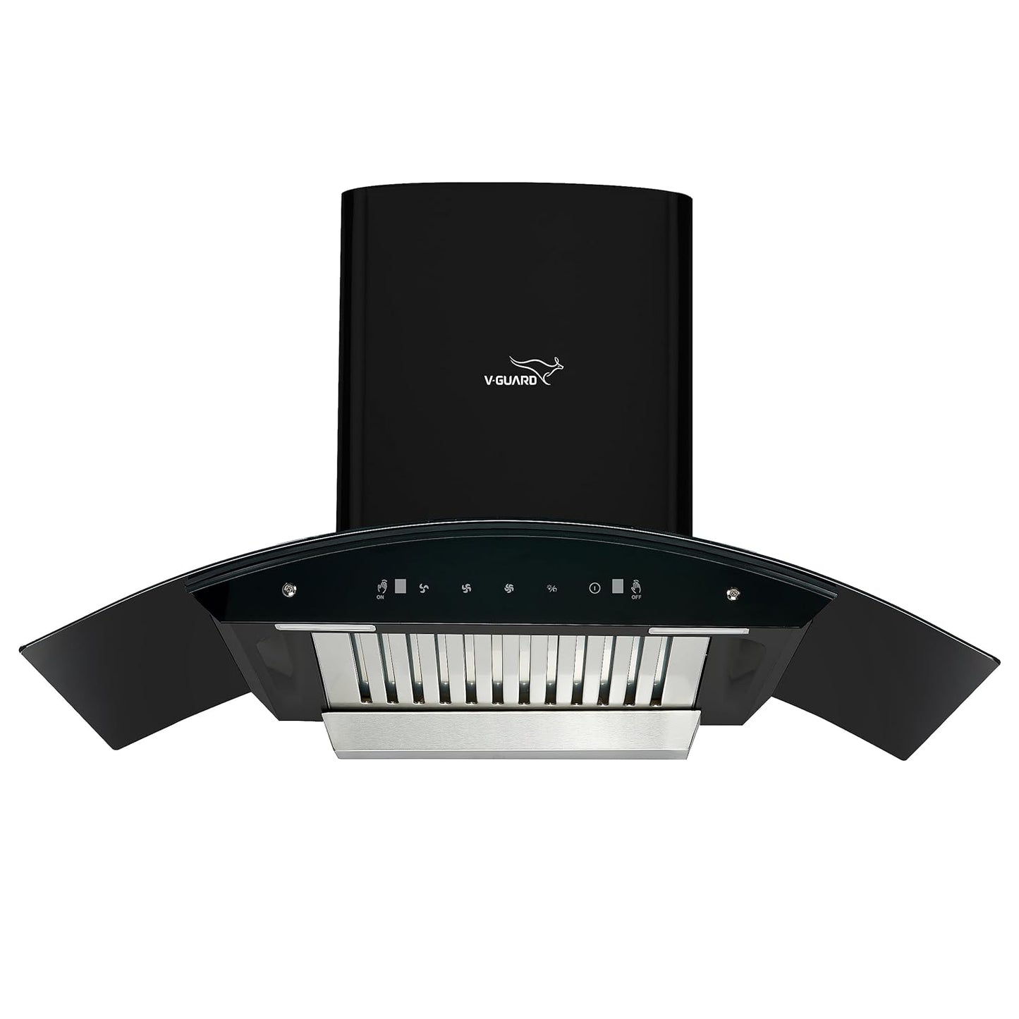 A20 BL180 Kitchen Chimney with 1300m³/hr Suction, Intelligent Auto Clean, Curved Glass, Baffle Filter, Motion Sensor Controls, Oil Collector Tray, LED Light (Black)