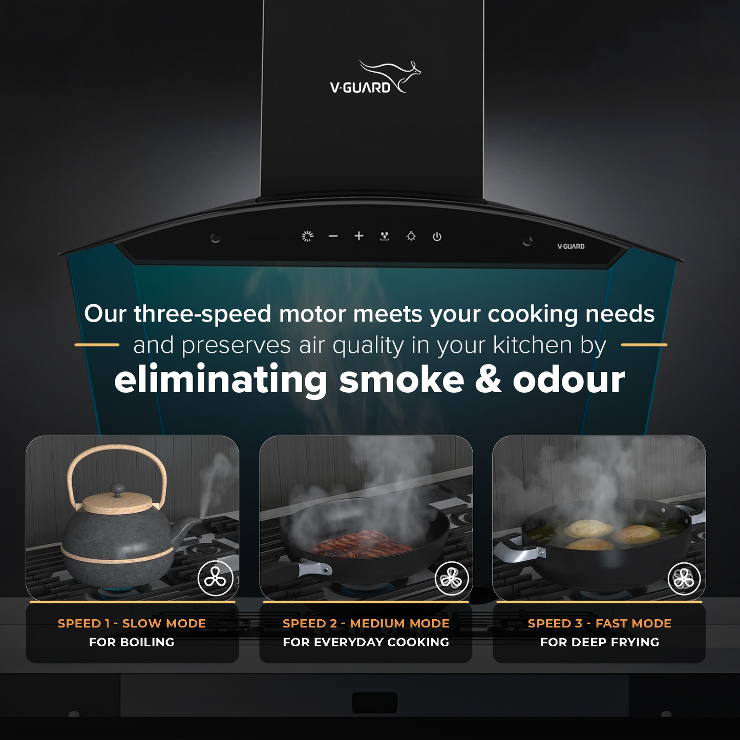 C10 60cm Kitchen Chimney with 900 m³/hr Suction | Filterless | Intelligent Auto Clean | Elegant Curved Glass Design |