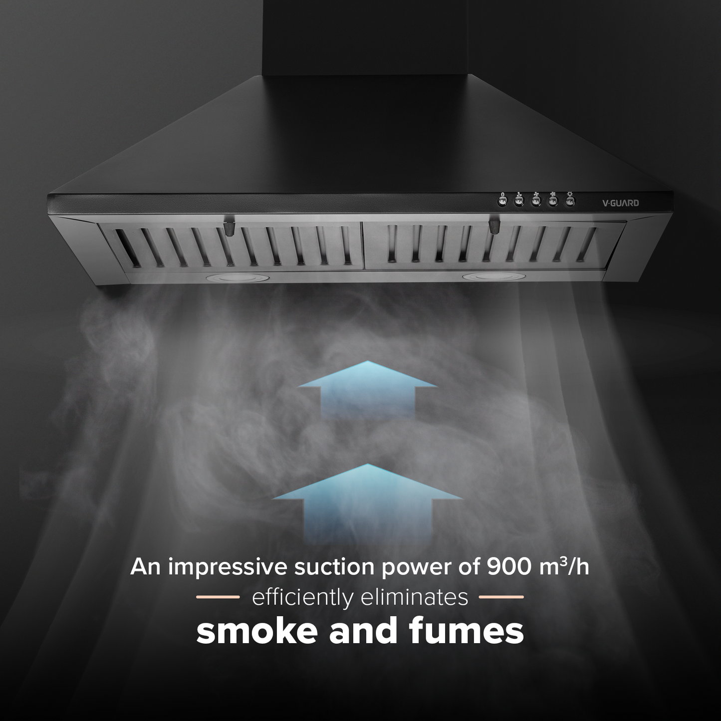 M10 Pro Chimney for Kitchen/Electric Chimney/High Suction Power of 900 m3/h | Push-Button Controls/Black Powder-Coated Baffle Filter/Low Noise/Keep Your Kitchen Clean and Smoke-Free