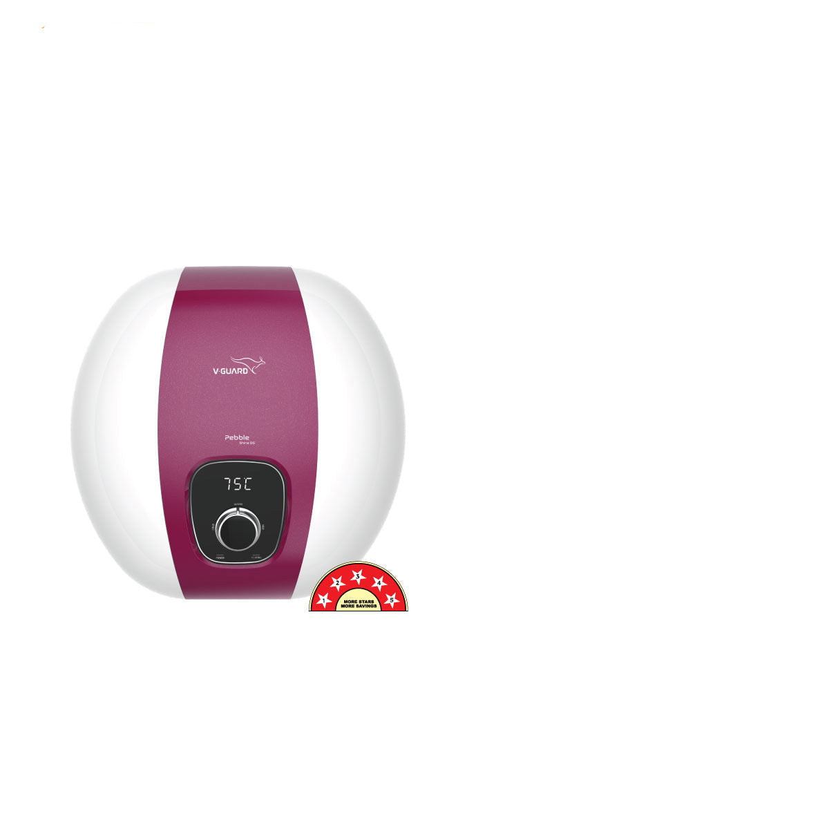 V-Guard Pebble Shine DG 15 Litre Water Heater Geyser with Digital Display | BEE 5 Star Rating | Free PAN India Installation & Connection Pipes