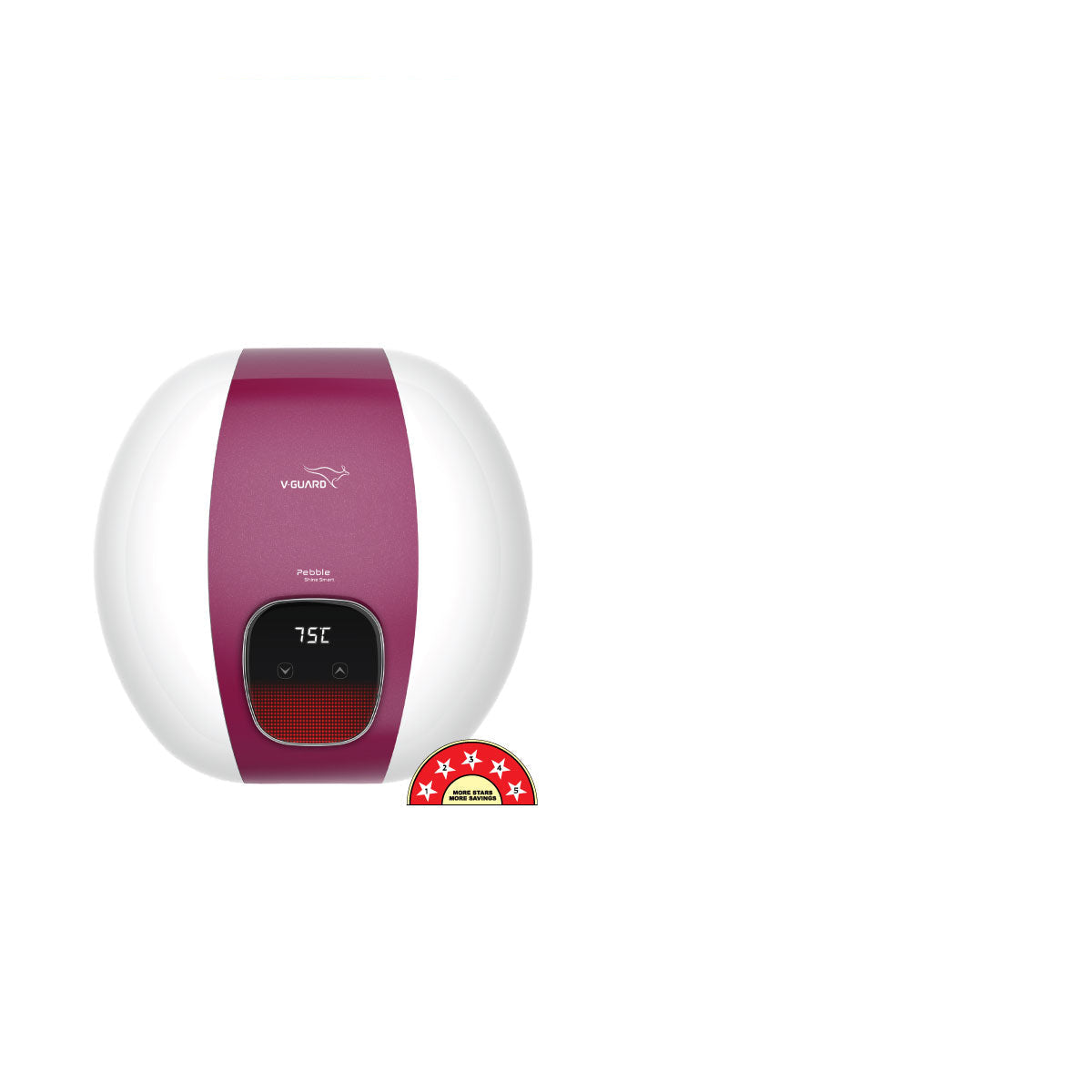 V-Guard Pebble Shine Smart Geyser 15 Litre Water Heater with Wi-Fi Connectivity | Voice Control Using Google and Alexa | BEE 5 Star Rating | Free PAN India Installation & Connection Pipes