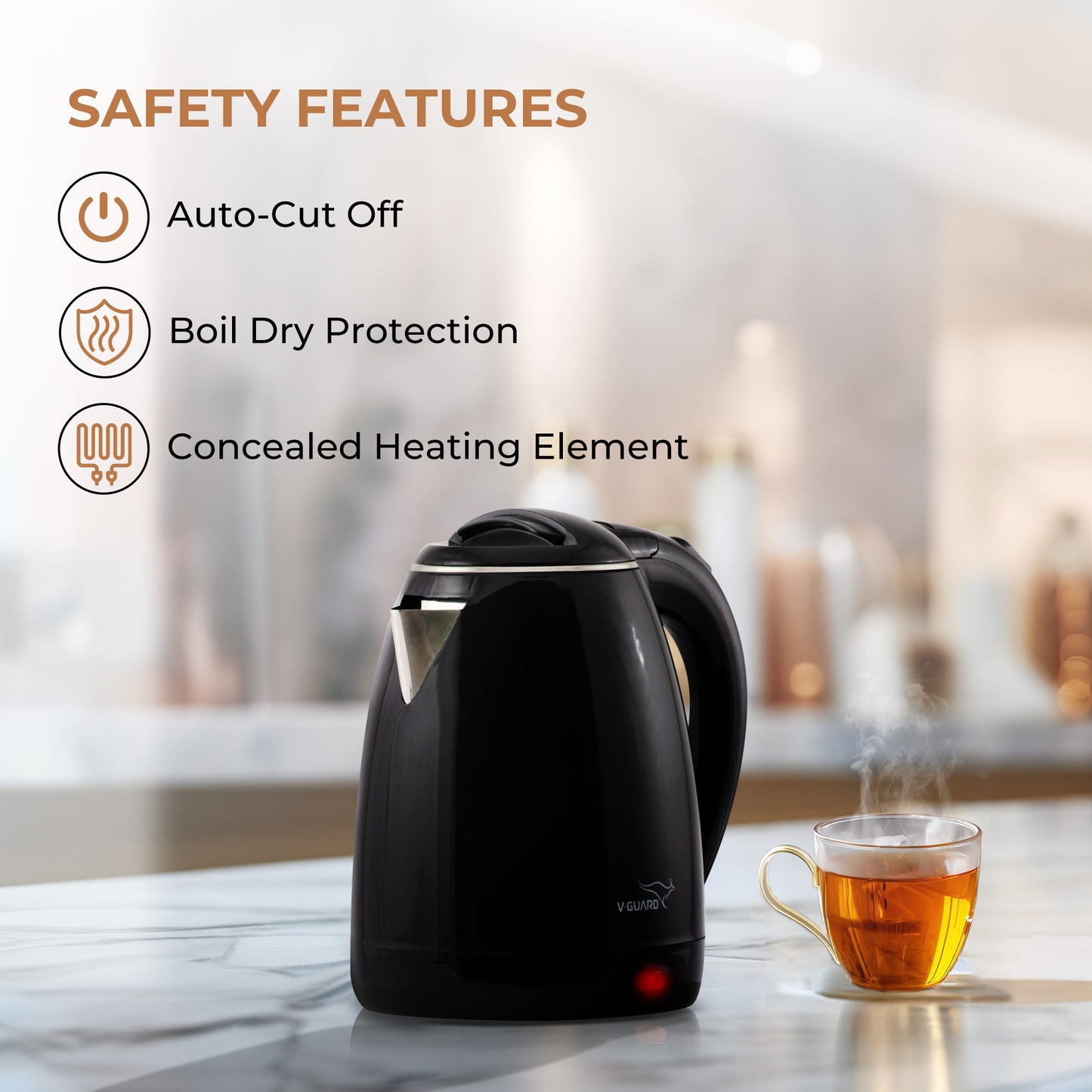 VKP15 Prime 1.5 Litre Electric Kettle for hot water | Double Wall with Cool Touch Body | 2 year warranty |1500 Watt