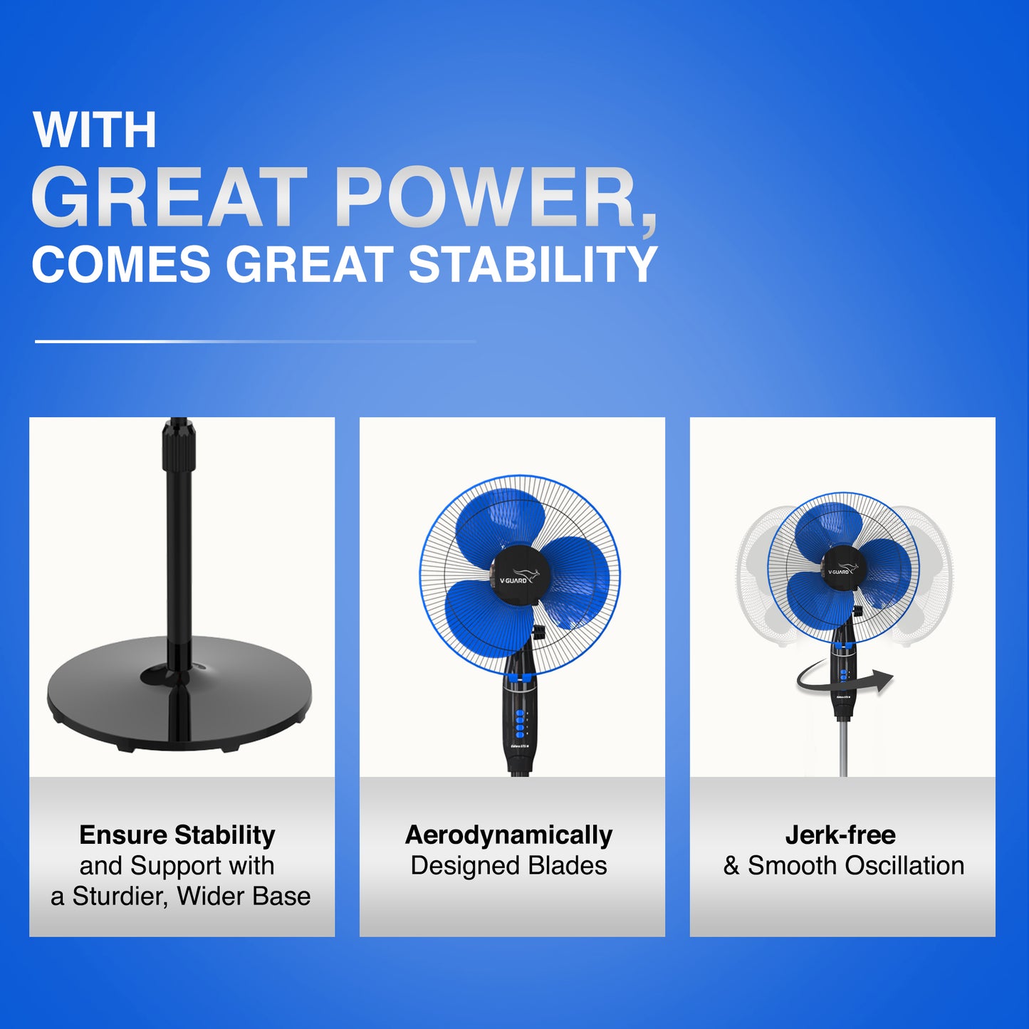 Esfera STS N 40 cm 3 Blade Pedestal Fan-Blue Black