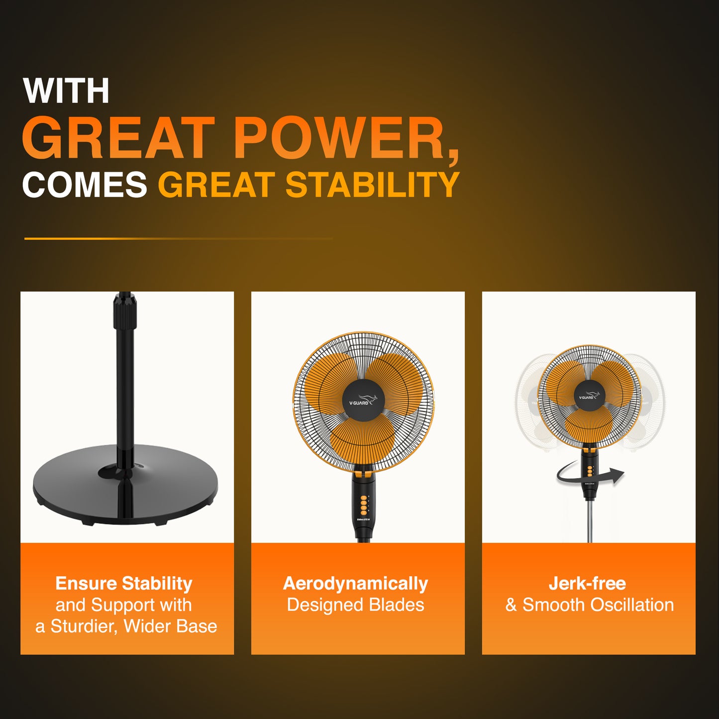 Esfera STS N 40 cm 3 Blade Pedestal Fan-Orange Black