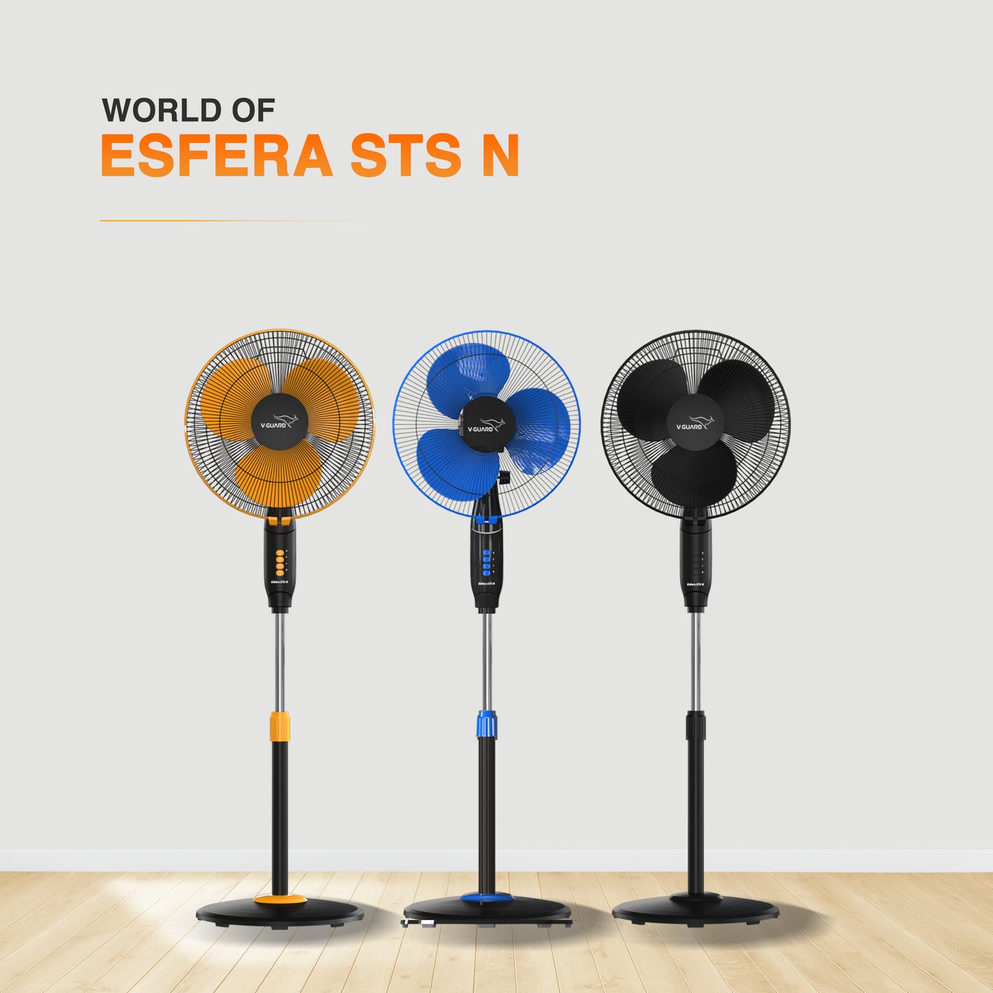 Esfera STS N 40 cm 3 Blade Pedestal Fan-Orange Black