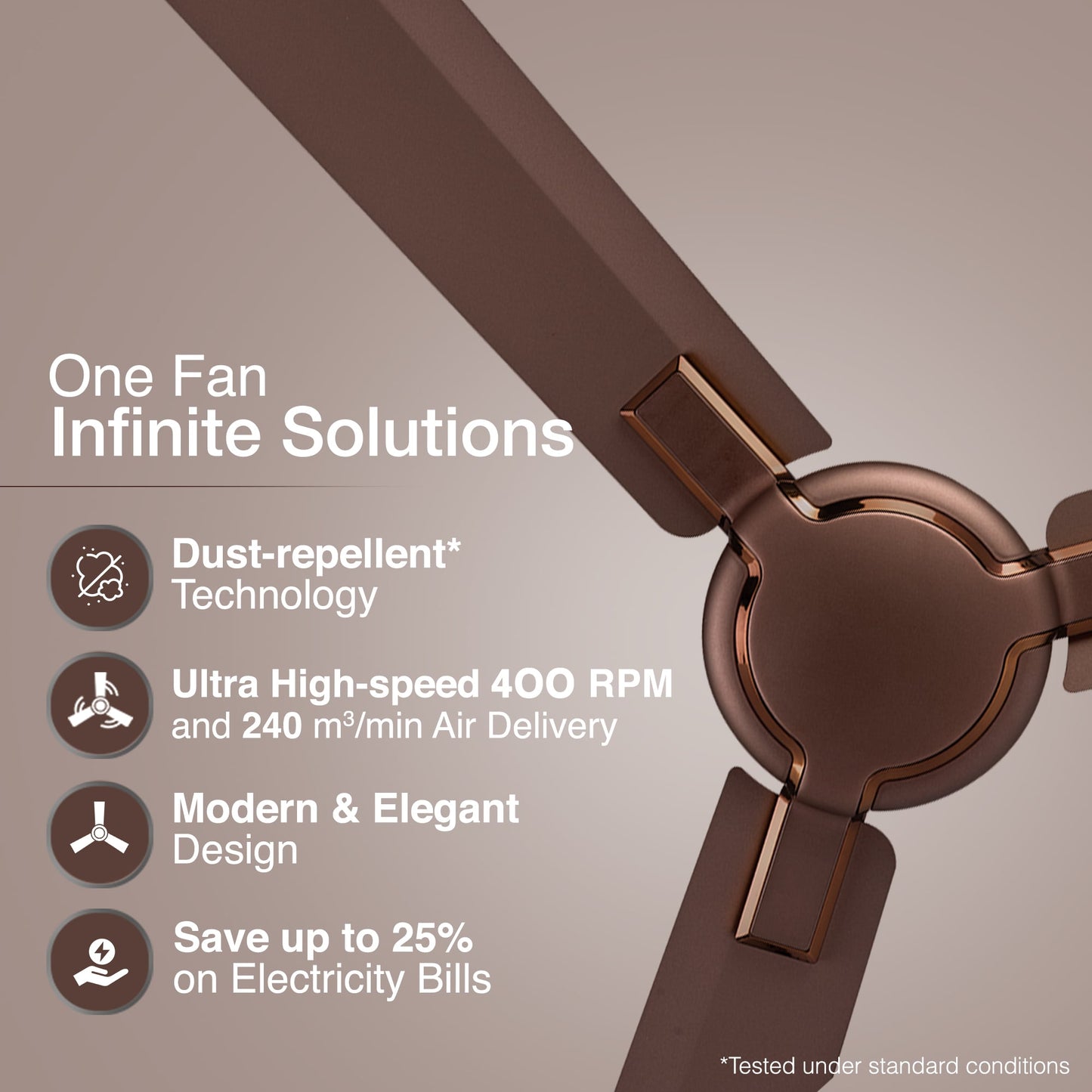 Exado Pro AS Anti Dust High Speed Ceiling Fan for Home 1.2 m, Elegant Brown