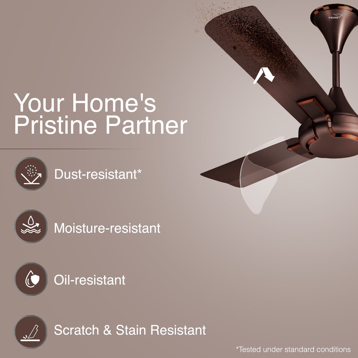 Exado Pro AS Anti Dust High Speed Ceiling Fan for Home 1.2 m, Elegant Brown