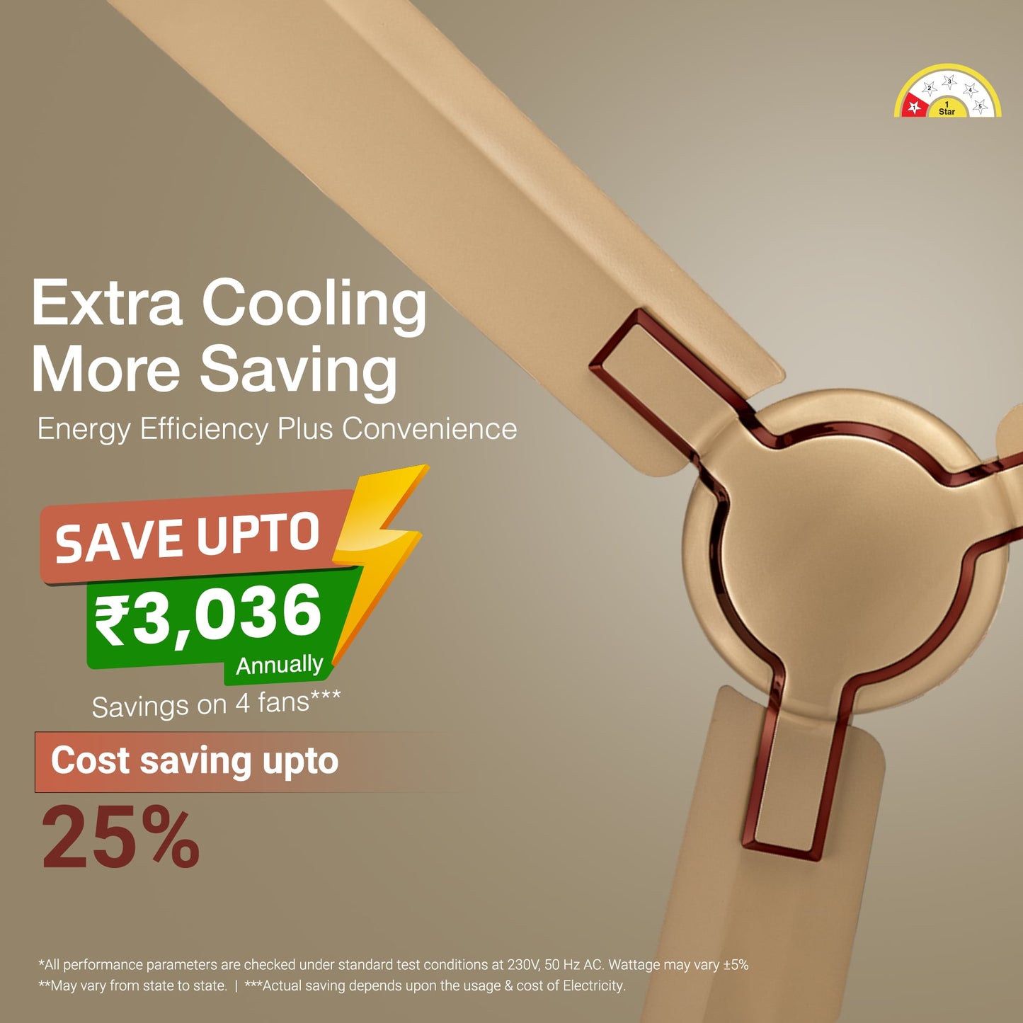 Exado Pro AS Anti Dust High Speed Ceiling Fan for Home 1.2 m, Imperial Gold