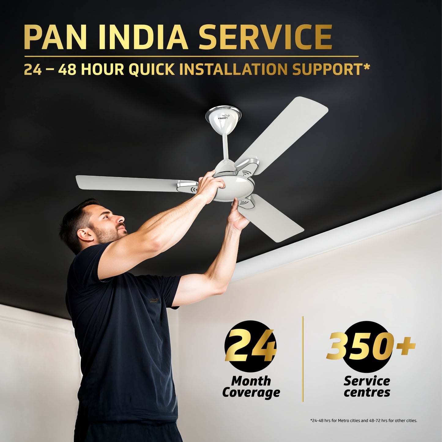 Besa Air Ceiling Fan For Home, High-Speed Copper Motor, Decorative Trims, 1.2 m, Pearl White
