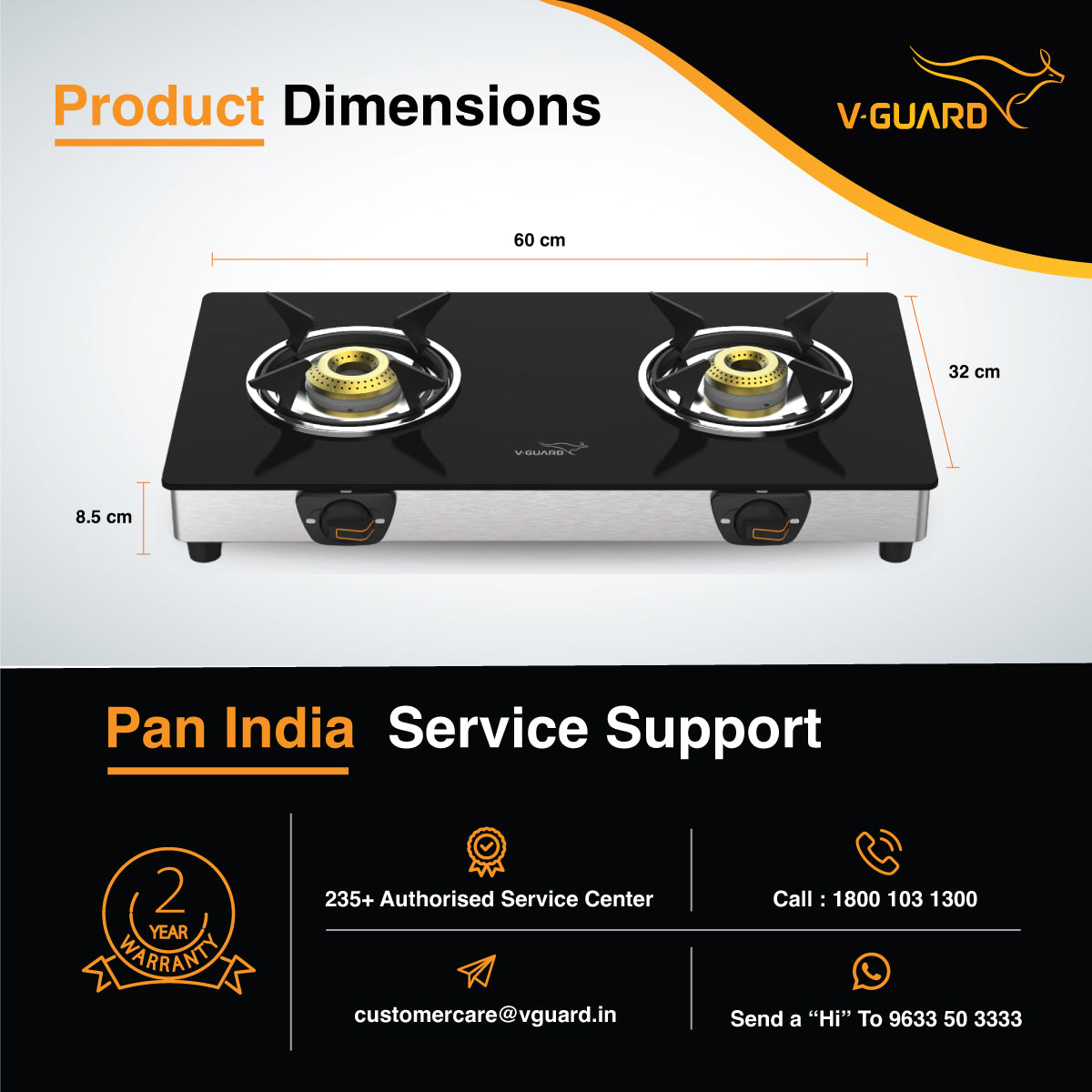 VGD 260 SX 2 Burner Glass Gas Stove