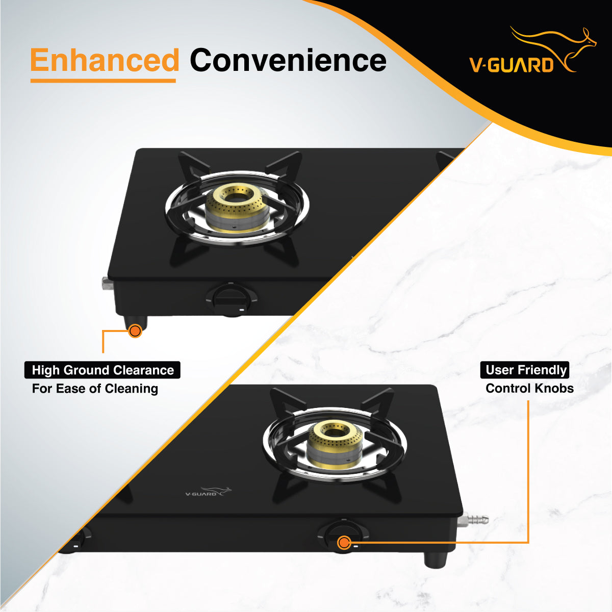 VGD 260 PL 2 Burner Glass Gas Stove | Fully Efficient HD Brass Burners |1 Year Product & 1 Year Glass Warranty
