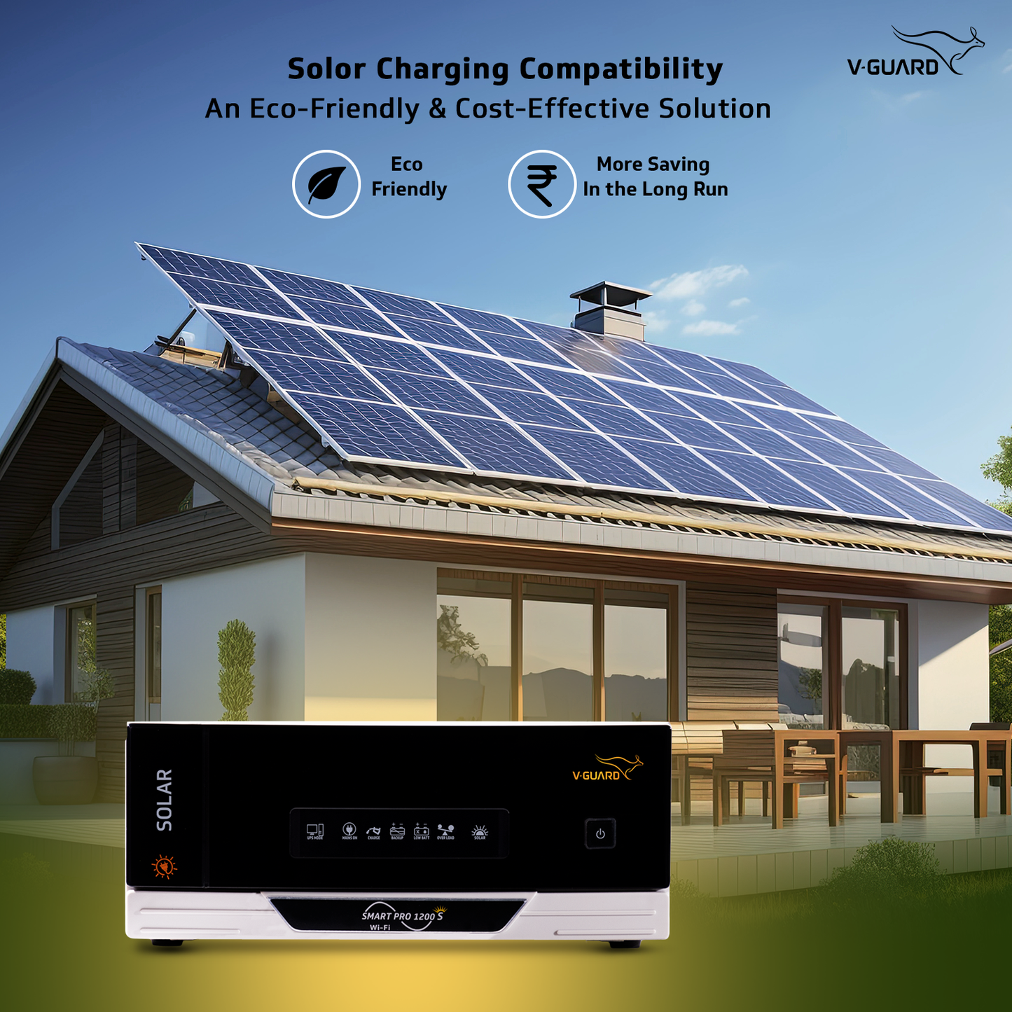 Smart Pro 1200 s Pure Sine Wave 1000VA IoT Solar Inverter for Home, Office & Shops